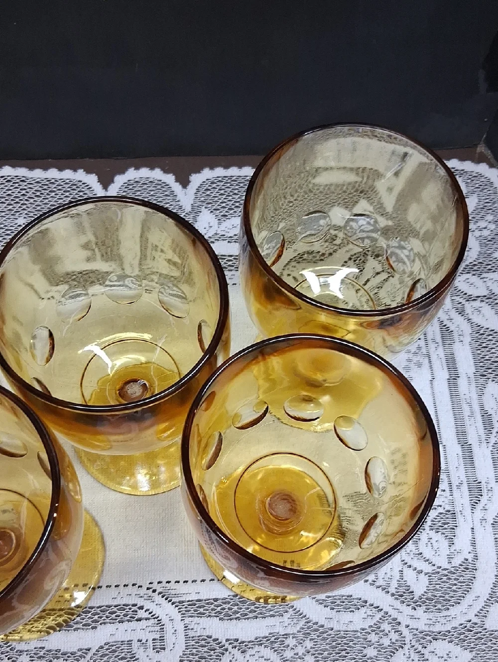 Vintage Bartlett‎ Collins Golden Amber Thumbprint Goblet